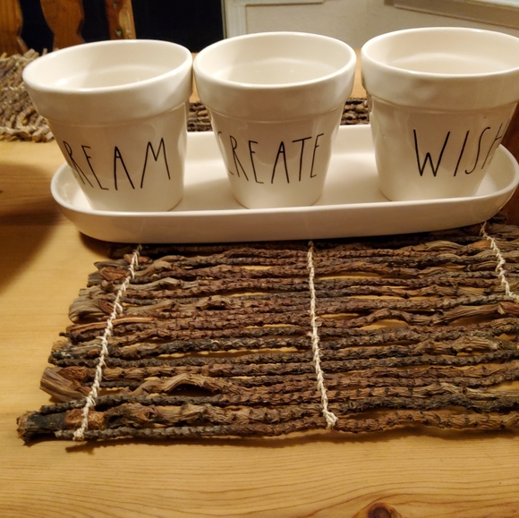 Rae Dunn Other - Rae Dunn "WISH" "DREAM" "CREATE" Flower Pot Set Beyond EUC